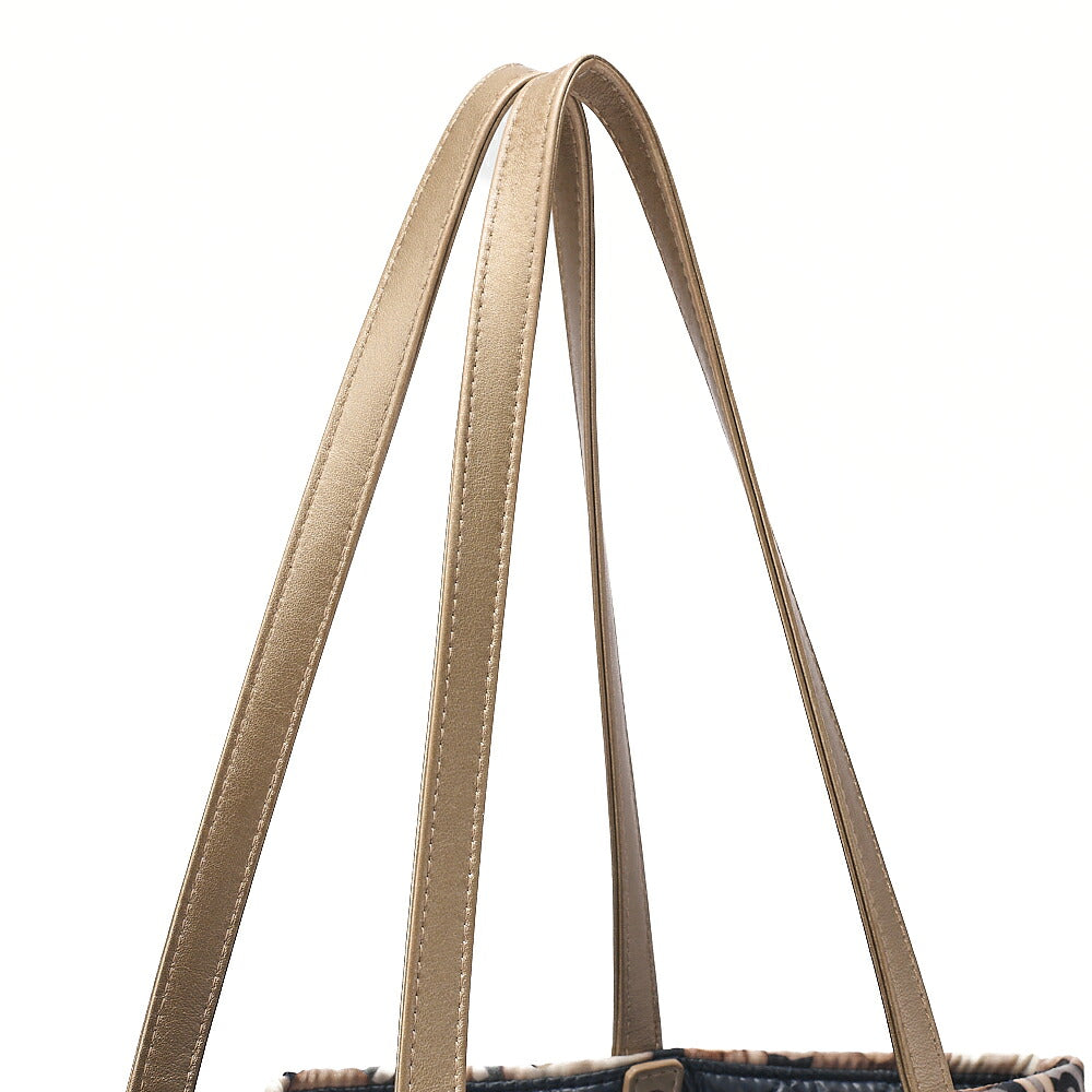 CHANEL Tote Bag Nylon Superpet Cat Pattern Black Beige Silver -Tone Hardware, Pre-Owned