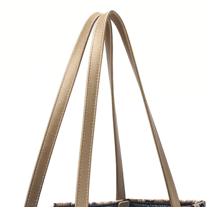 CHANEL Tote Bag Nylon Superpet Cat Pattern Black Beige Silver -Tone Hardware, Pre-Owned