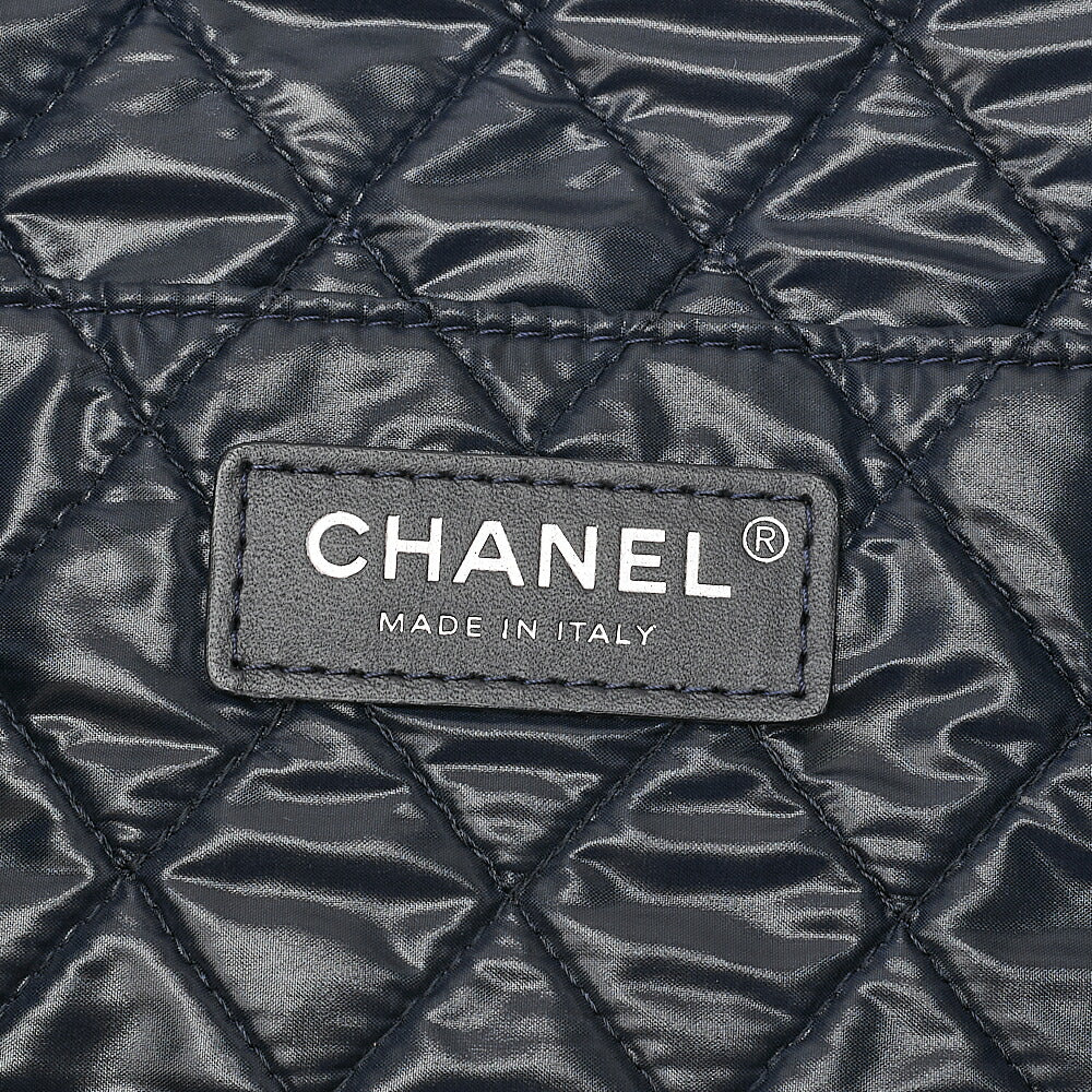 CHANEL Tote Bag Nylon Superpet Cat Pattern Black Beige Silver -Tone Hardware, Pre-Owned
