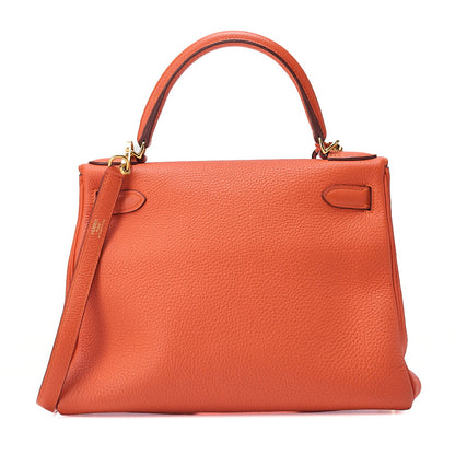 HERMES Hermes Kelly 28 Handbag Inline Stitch Togo Orange Foo Gold-Tone Hardware, Pre-Owned