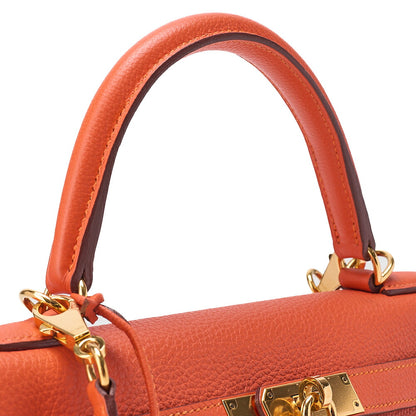HERMES Hermes Kelly 28 Handbag Inline Stitch Togo Orange Foo Gold-Tone Hardware, Pre-Owned