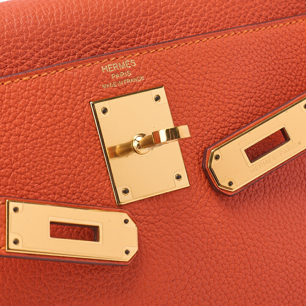 HERMES Hermes Kelly 28 Handbag Inline Stitch Togo Orange Foo Gold-Tone Hardware, Pre-Owned
