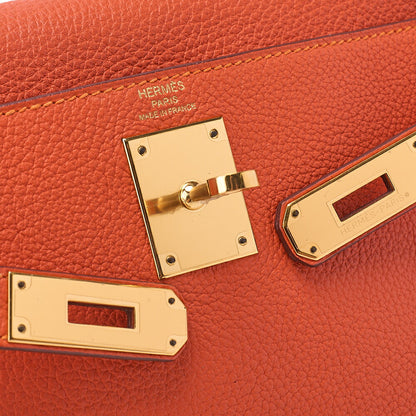HERMES Hermes Kelly 28 Handbag Inline Stitch Togo Orange Foo Gold-Tone Hardware, Pre-Owned