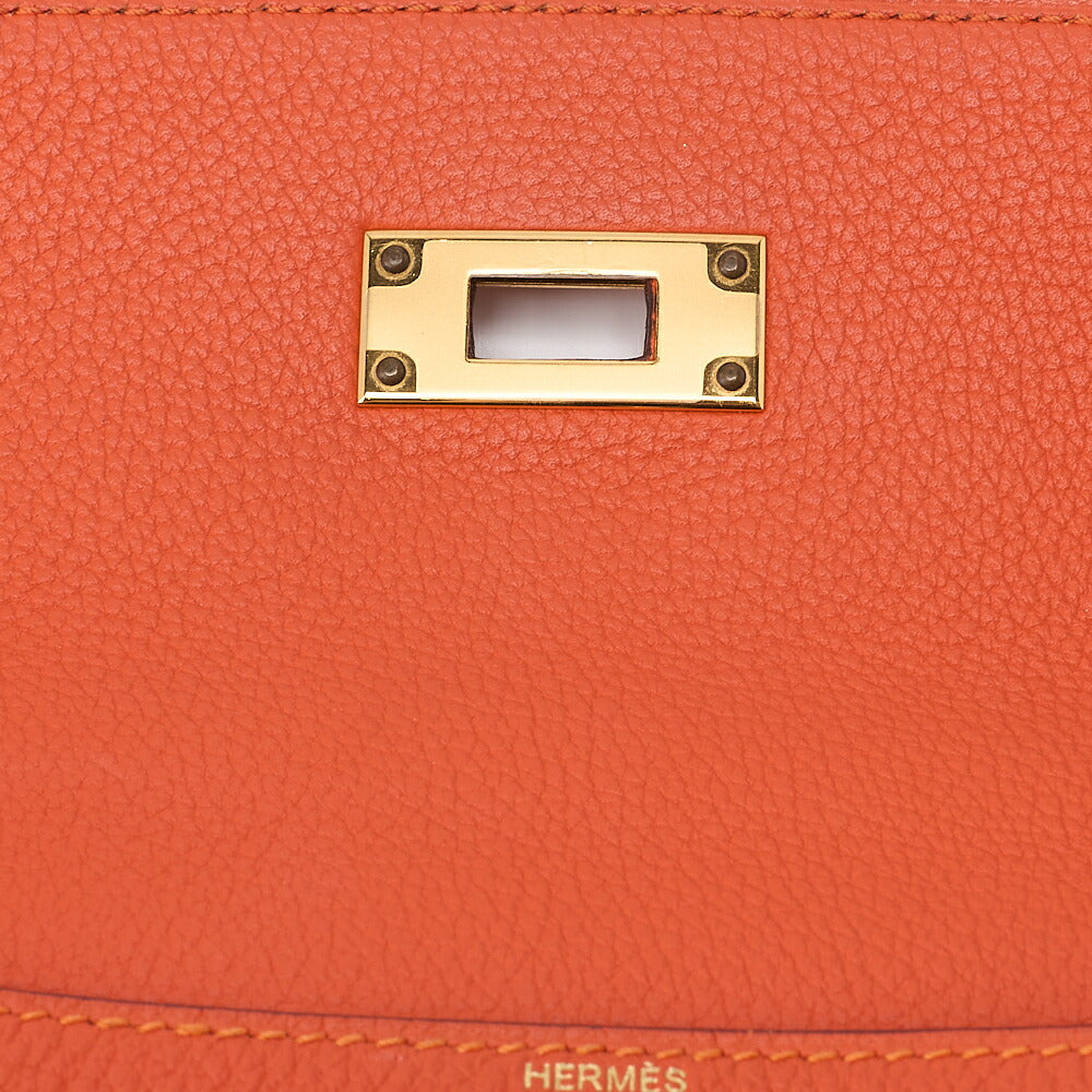 HERMES Hermes Kelly 28 Handbag Inline Stitch Togo Orange Foo Gold-Tone Hardware, Pre-Owned