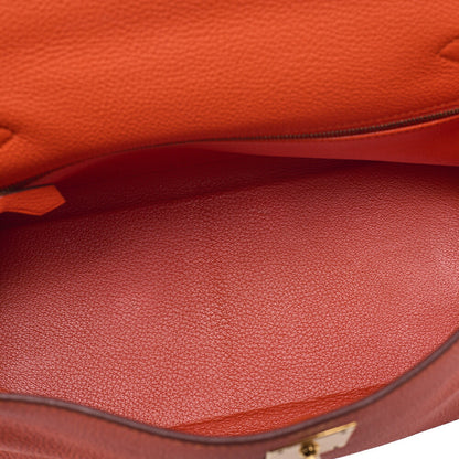 HERMES Hermes Kelly 28 Handbag Inline Stitch Togo Orange Foo Gold-Tone Hardware, Pre-Owned