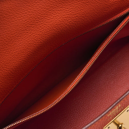 HERMES Hermes Kelly 28 Handbag Inline Stitch Togo Orange Foo Gold-Tone Hardware, Pre-Owned