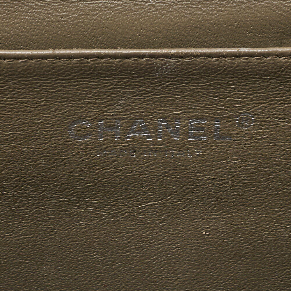 CHANEL Caviar Skin Matelasse Single Flap Chain Shoulder Green Silver-Tone Hardware, Pre-Owned