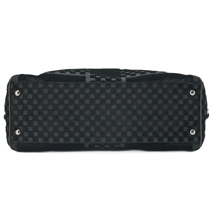 CHANEL Velvet x Lamb Coco Mark Kiss Clasp 2-Way Handbag Shoulder Bag Black Silver-Tone Hardware, Pre-Owned