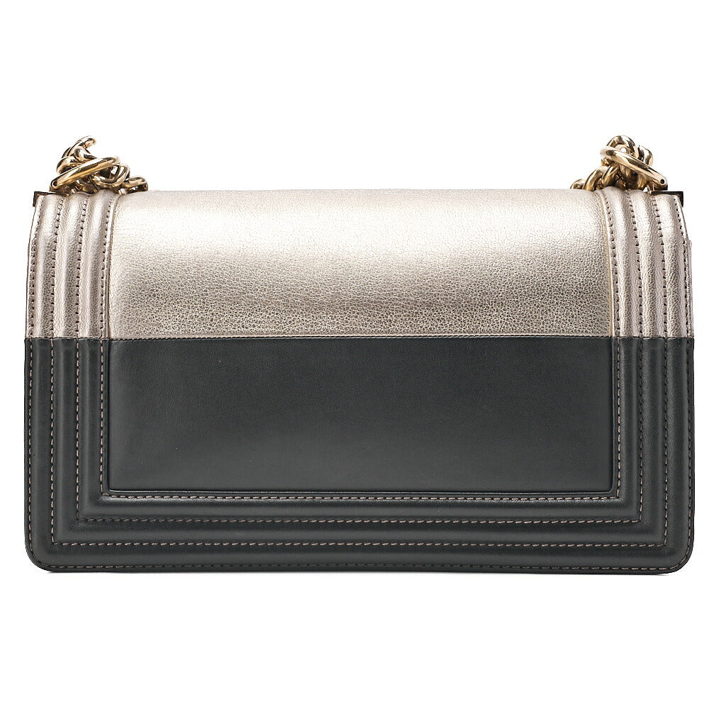 CHANEL Boy Chanel 25 Lambskin Chain Shoulder Bicolor Gold x Black Gold-Tone Hardware, Pre-Owned