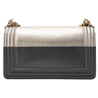 CHANEL Boy Chanel 25 Lambskin Chain Shoulder Bicolor Gold x Black Gold-Tone Hardware, Pre-Owned