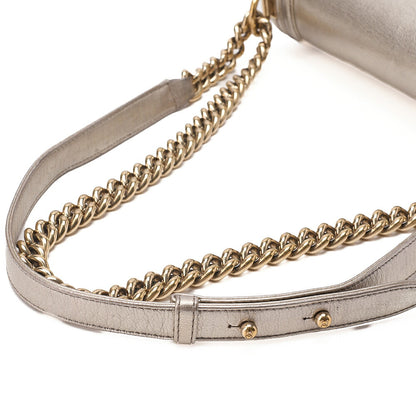 CHANEL Boy Chanel 25 Lambskin Chain Shoulder Bicolor Gold x Black Gold-Tone Hardware, Pre-Owned