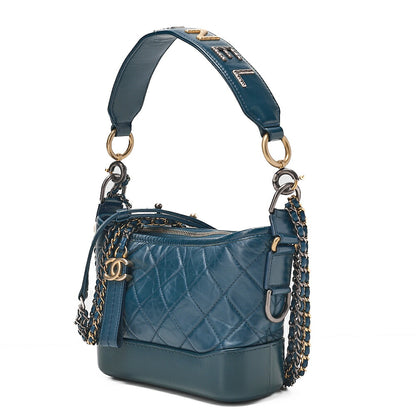 CHANEL Vintage Calf Gabrielle de Chanel 2-way Chain Shoulder Glyn Gold ｘSilver-Tone Hardware, Pre-Owned