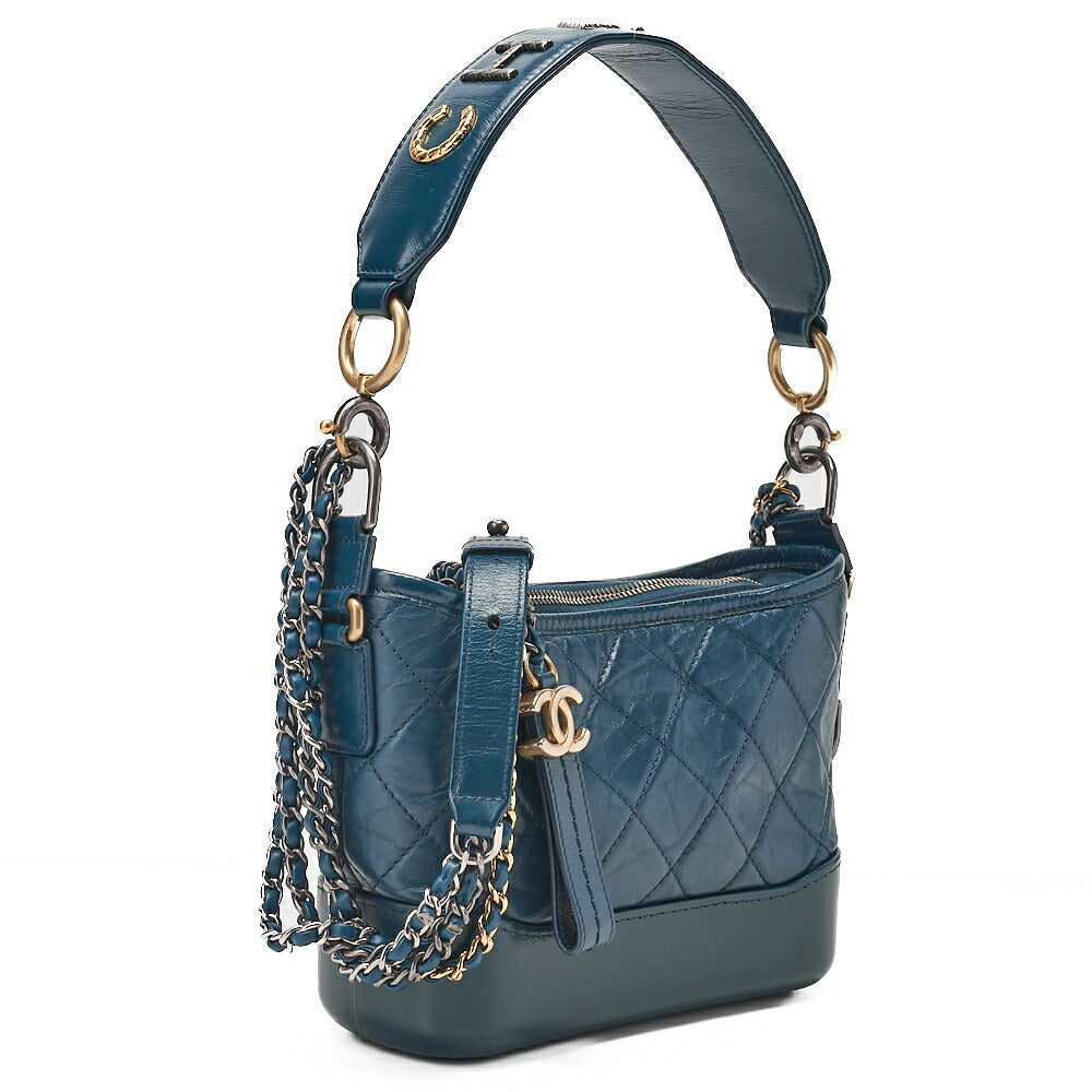 CHANEL Vintage Calf Gabrielle de Chanel 2-way Chain Shoulder Glyn Gold ｘSilver-Tone Hardware, Pre-Owned