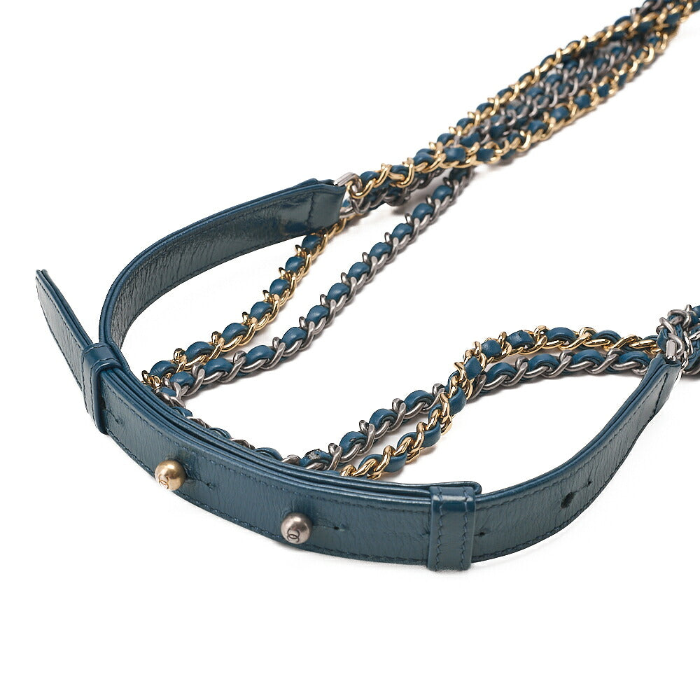 CHANEL Vintage Calf Gabrielle de Chanel 2-way Chain Shoulder Glyn Gold ｘSilver-Tone Hardware, Pre-Owned