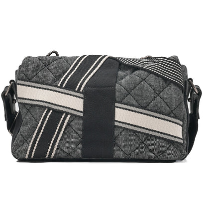 CHANEL Denim x Canvas x Lamb Airline 2-Way Shoulder Bag Black x Gray Silver-Tone Hardware, Pre-Owned
