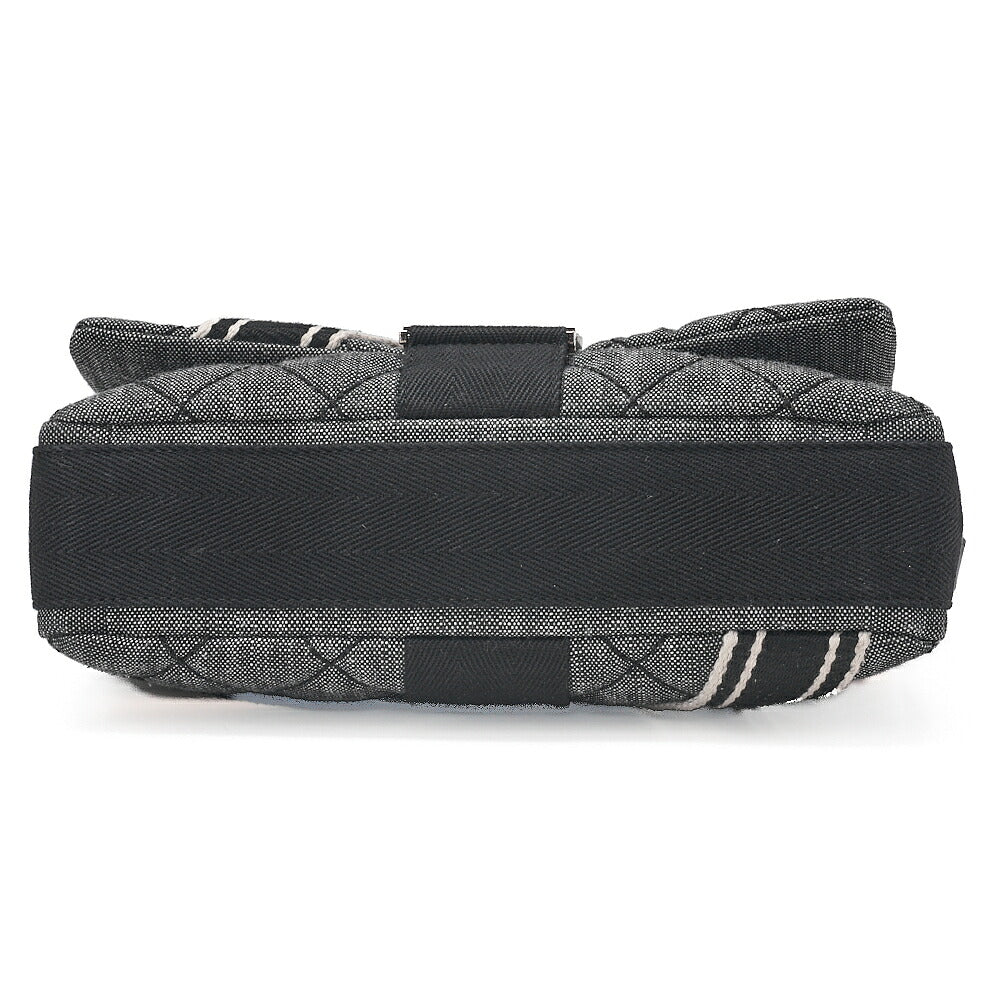 CHANEL Denim x Canvas x Lamb Airline 2-Way Shoulder Bag Black x Gray Silver-Tone Hardware, Pre-Owned