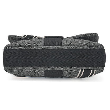 CHANEL Denim x Canvas x Lamb Airline 2-Way Shoulder Bag Black x Gray Silver-Tone Hardware, Pre-Owned