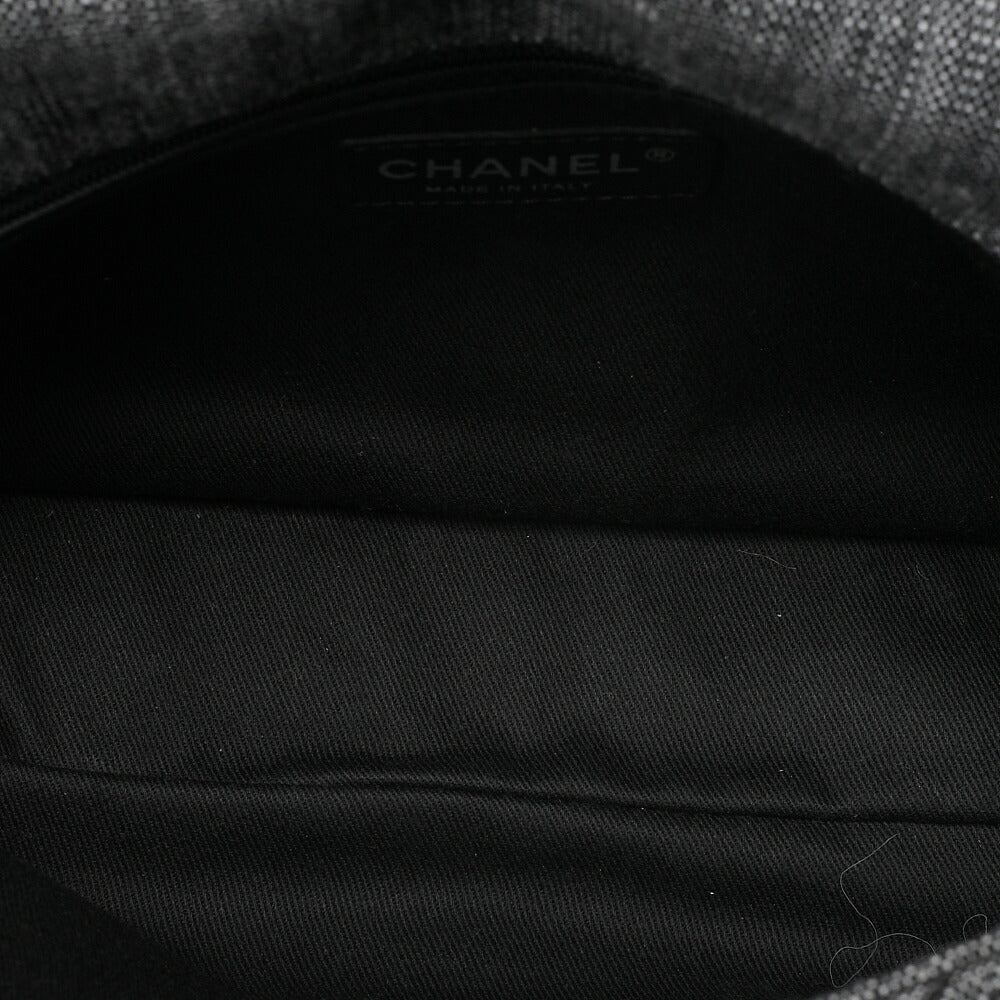 CHANEL Denim x Canvas x Lamb Airline 2-Way Shoulder Bag Black x Gray Silver-Tone Hardware, Pre-Owned