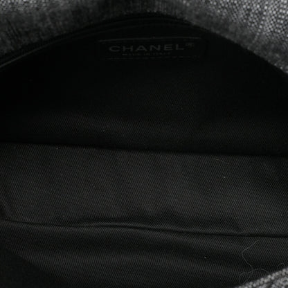 CHANEL Denim x Canvas x Lamb Airline 2-Way Shoulder Bag Black x Gray Silver-Tone Hardware, Pre-Owned