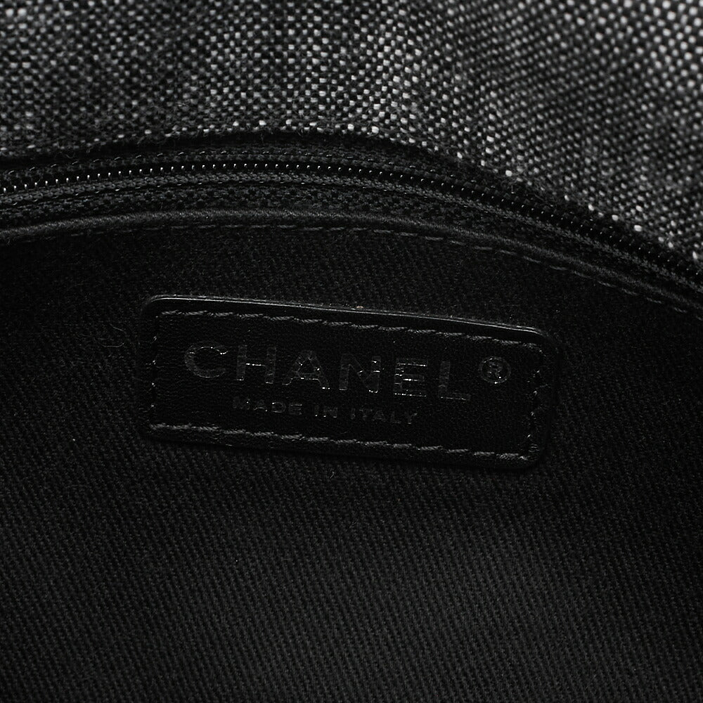 CHANEL Denim x Canvas x Lamb Airline 2-Way Shoulder Bag Black x Gray Silver-Tone Hardware, Pre-Owned