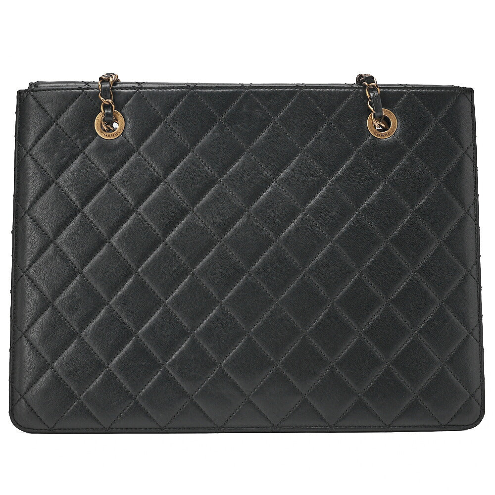 CHANEL Chain Shoulder Matelasse Bicolole Calfskin Black Gold-Tone Hardware, Pre-Owned