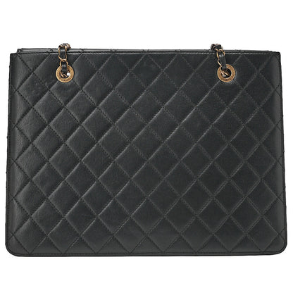 CHANEL Chain Shoulder Matelasse Bicolole Calfskin Black Gold-Tone Hardware, Pre-Owned