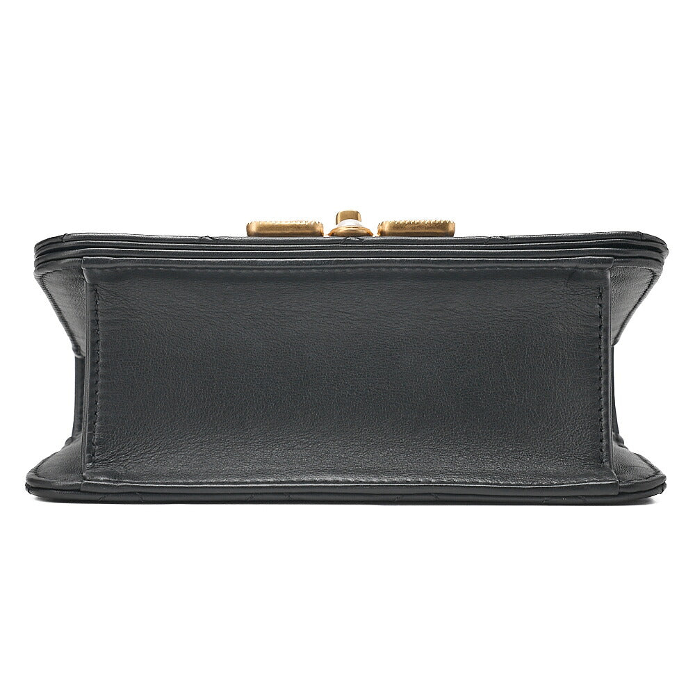 CHANEL Mini Matelasse Chain Shoulder Bag Faux Pearl Lambskin Black Gold-Tone Hardware, Pre-Owned
