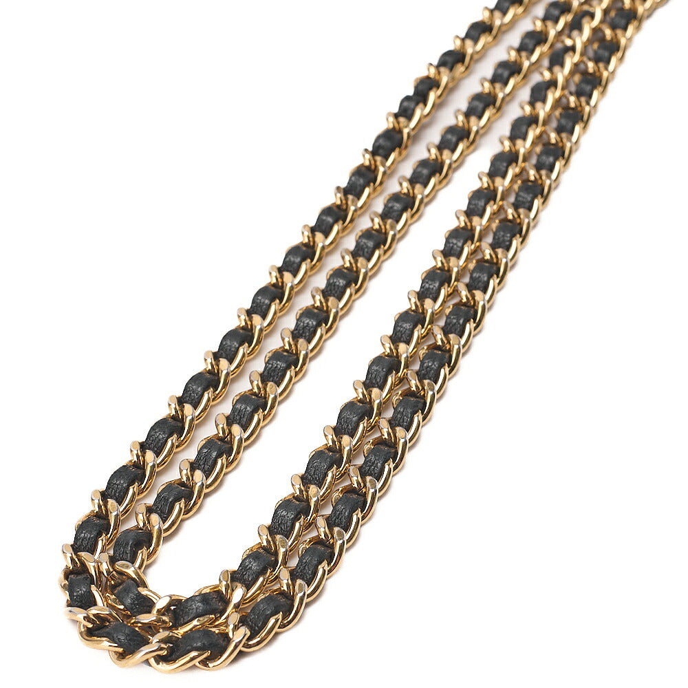 CHANEL Lambskin Matelasse Chain Wallet with Charm Black Gold x Silver-Tone Hardware, Pre-Owned