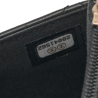 CHANEL Lambskin Matelasse Chain Wallet with Charm Black Gold x Silver-Tone Hardware, Pre-Owned