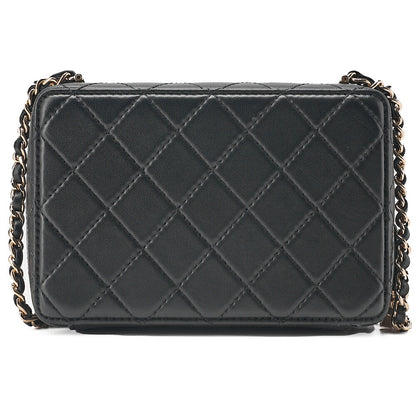 CHANEL Chain Shoulder Bag Matelasse Camera Bag Lambskin Black Gold-Tone Hardware, Pre-Owned