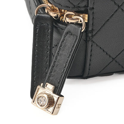 CHANEL Chain Shoulder Bag Matelasse Camera Bag Lambskin Black Gold-Tone Hardware, Pre-Owned
