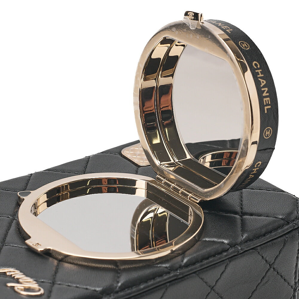 CHANEL Chain Shoulder Bag Matelasse Camera Bag Lambskin Black Gold-Tone Hardware, Pre-Owned