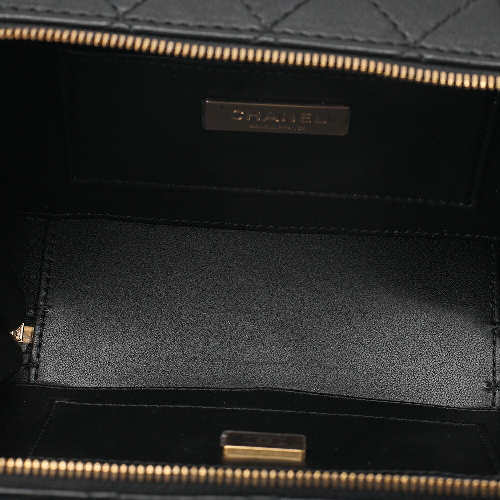 CHANEL Chain Shoulder Bag Matelasse Camera Bag Lambskin Black Gold-Tone Hardware, Pre-Owned