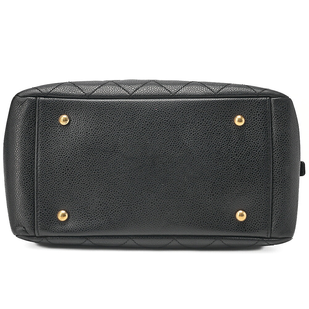 CHANEL Chain Tote PPT Matelasse Coco Mark Caviar Skin Black Gold-Tone Hardware, Pre-Owned