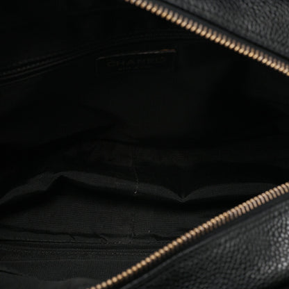CHANEL Chain Tote PPT Matelasse Coco Mark Caviar Skin Black Gold-Tone Hardware, Pre-Owned