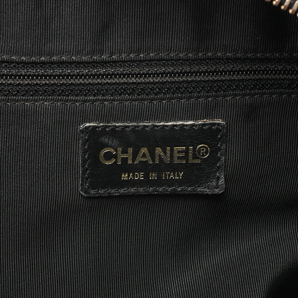 CHANEL Chain Tote PPT Matelasse Coco Mark Caviar Skin Black Gold-Tone Hardware, Pre-Owned