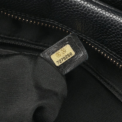 CHANEL Chain Tote PPT Matelasse Coco Mark Caviar Skin Black Gold-Tone Hardware, Pre-Owned