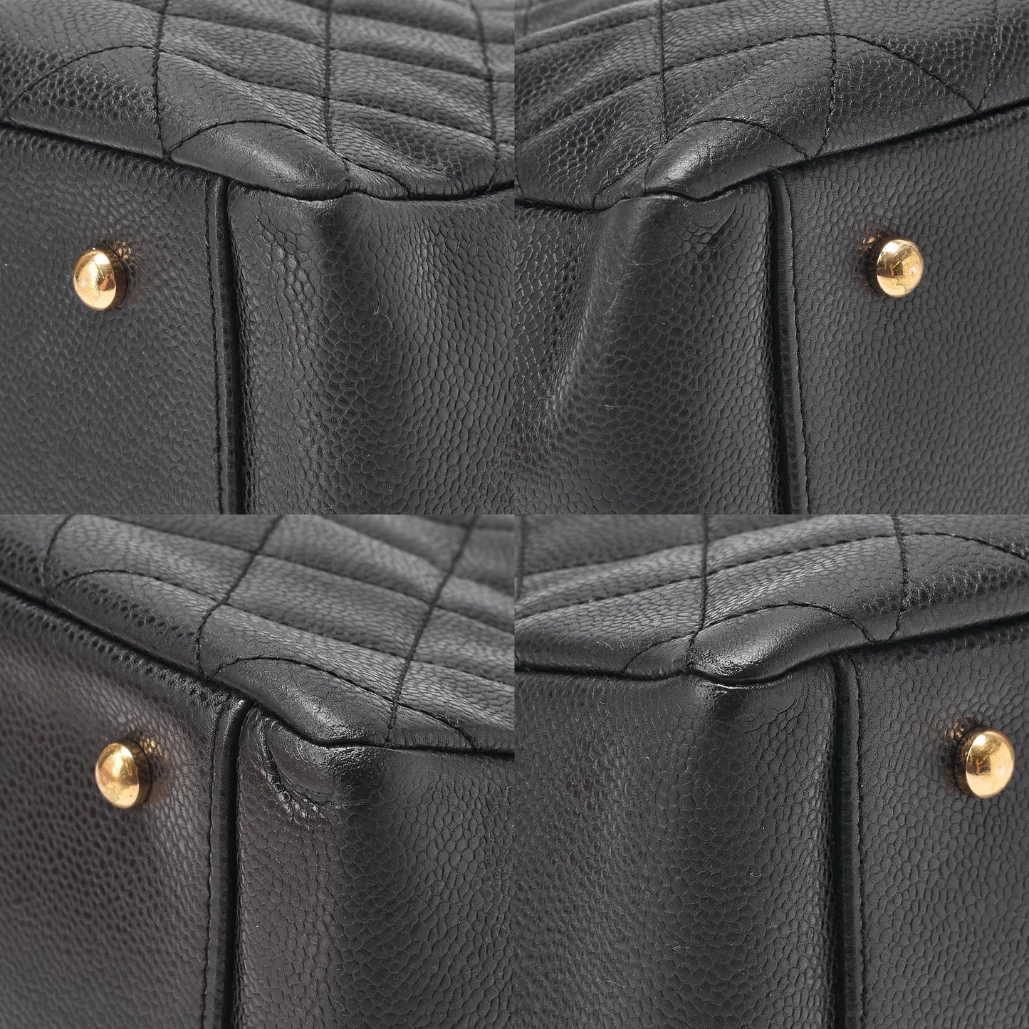 CHANEL Chain Tote PPT Matelasse Coco Mark Caviar Skin Black Gold-Tone Hardware, Pre-Owned