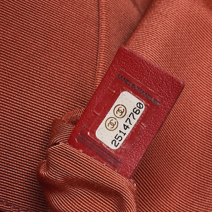 CHANEL Lambskin Matelasse Single Flap Chain Shoulder Pink Orange ｘ Bordeaux Gold-Tone Hardware, Pre-Owned