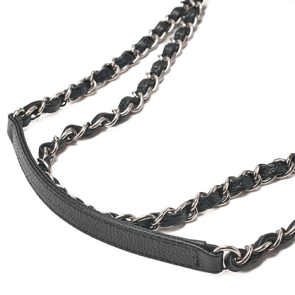 CHANEL Caviar Skin Deka Ma Lass? 30cm Single Flap Chain Shoulder Bag Black Silver-Tone Hardware, Pre-Owned