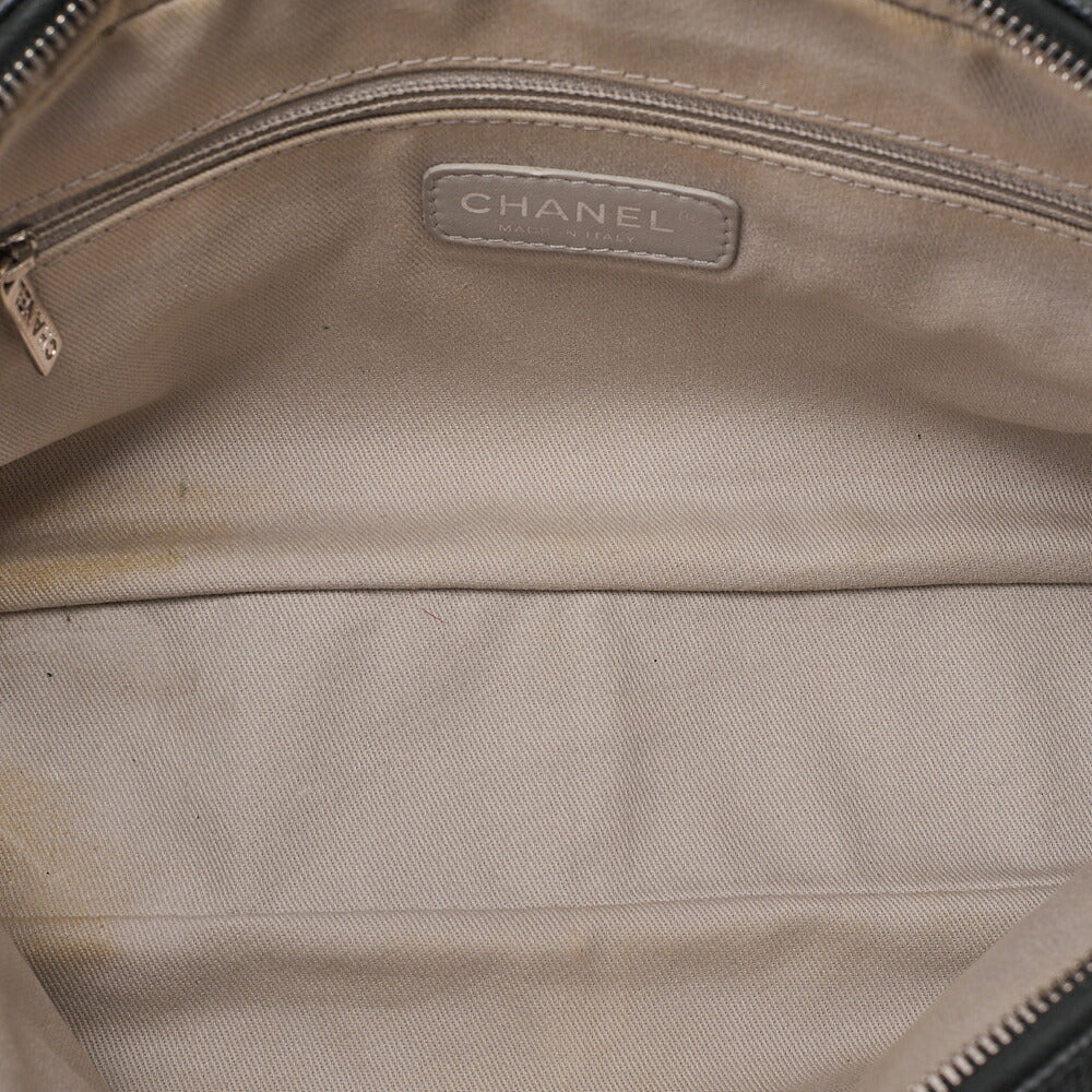 CHANEL Caviar Skin Deka Ma Lass? 30cm Single Flap Chain Shoulder Bag Black Silver-Tone Hardware, Pre-Owned