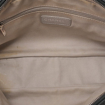CHANEL Caviar Skin Deka Ma Lass? 30cm Single Flap Chain Shoulder Bag Black Silver-Tone Hardware, Pre-Owned