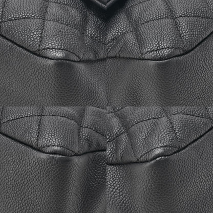 CHANEL Caviar Skin Deka Ma Lass? 30cm Single Flap Chain Shoulder Bag Black Silver-Tone Hardware, Pre-Owned