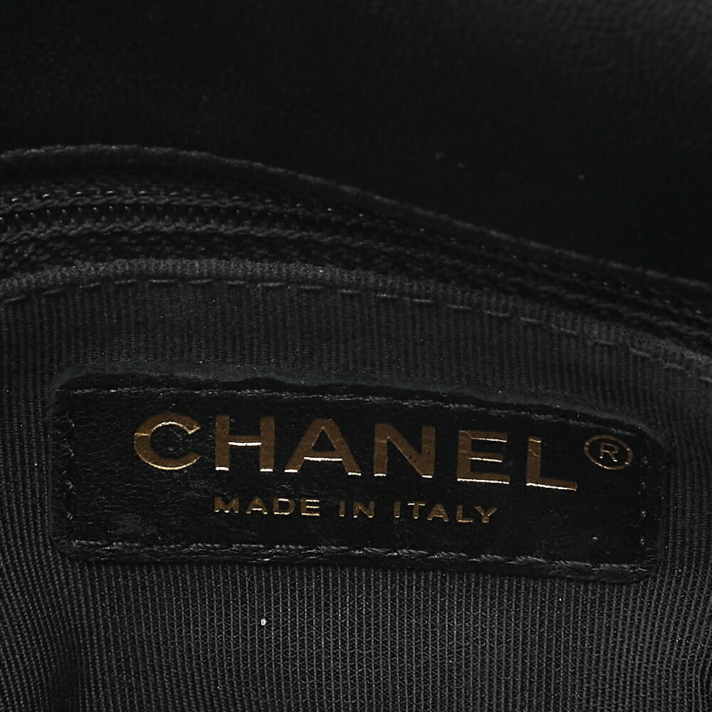 CHANEL Lambskin Matelasse Turn Lock 2-Way Chain Shoulder Black Gold-Tone Hardware, Pre-Owned