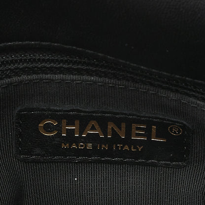 CHANEL Lambskin Matelasse Turn Lock 2-Way Chain Shoulder Black Gold-Tone Hardware, Pre-Owned