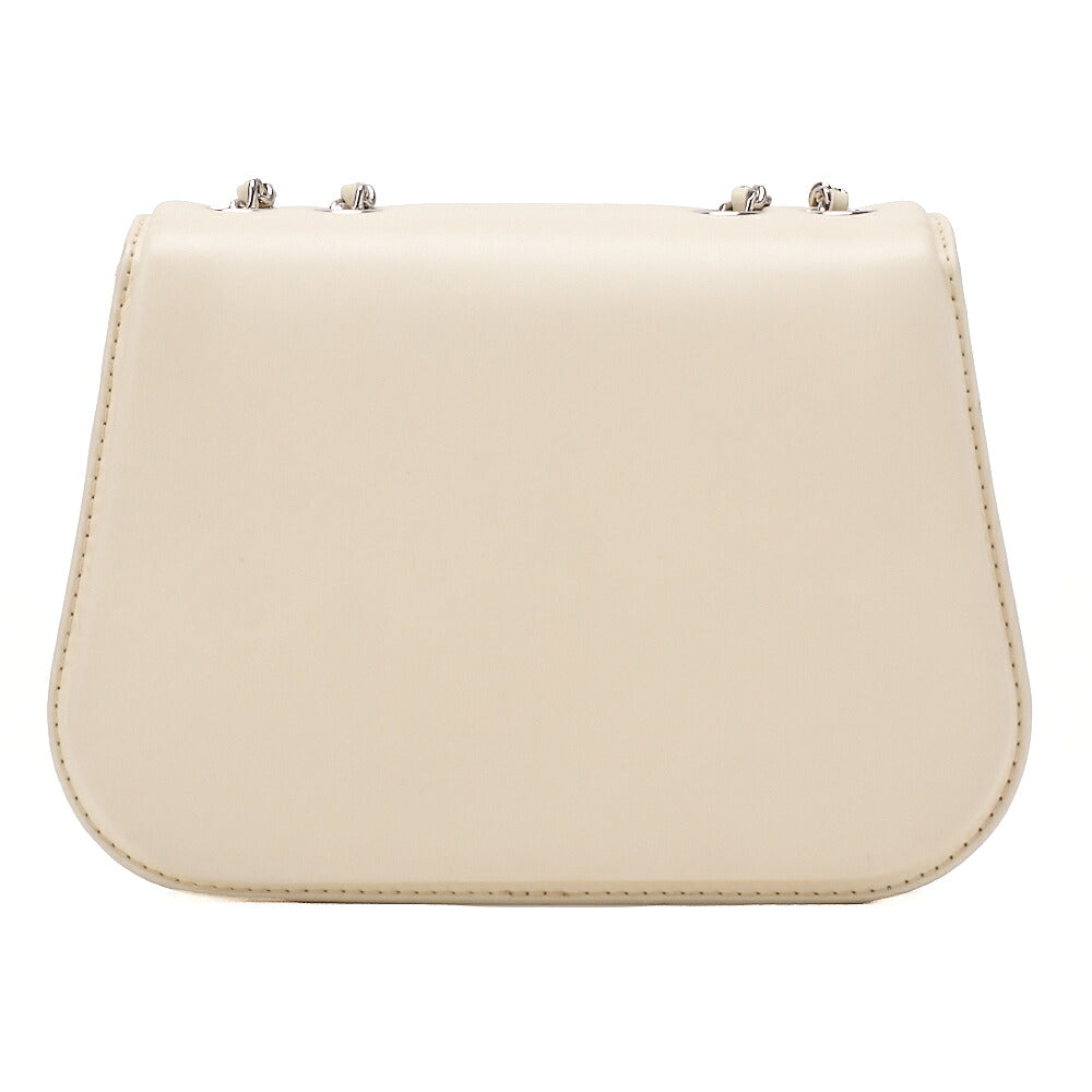 CHANEL Lambskin Turn Lock Full Flap Luxury Line Chain Shoulder Ivory Silver-Tone Hardware, Pre-Owned