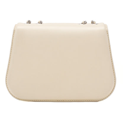 CHANEL Lambskin Turn Lock Full Flap Luxury Line Chain Shoulder Ivory Silver-Tone Hardware, Pre-Owned