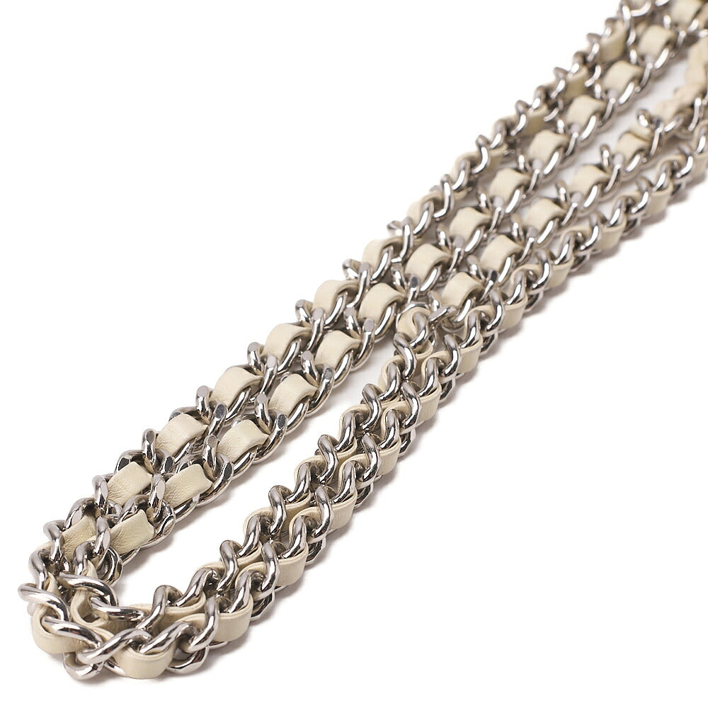 CHANEL Lambskin Turn Lock Full Flap Luxury Line Chain Shoulder Ivory Silver-Tone Hardware, Pre-Owned