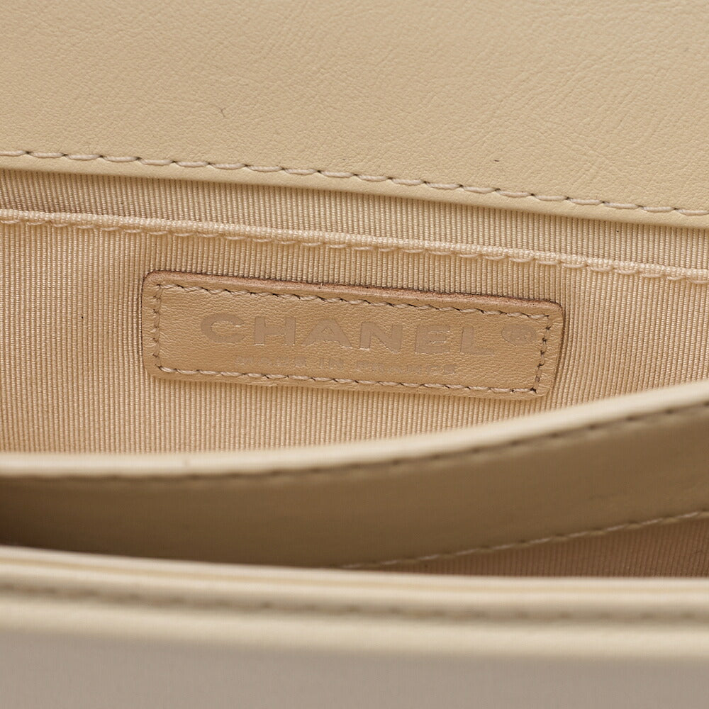 CHANEL Lambskin Turn Lock Full Flap Luxury Line Chain Shoulder Ivory Silver-Tone Hardware, Pre-Owned