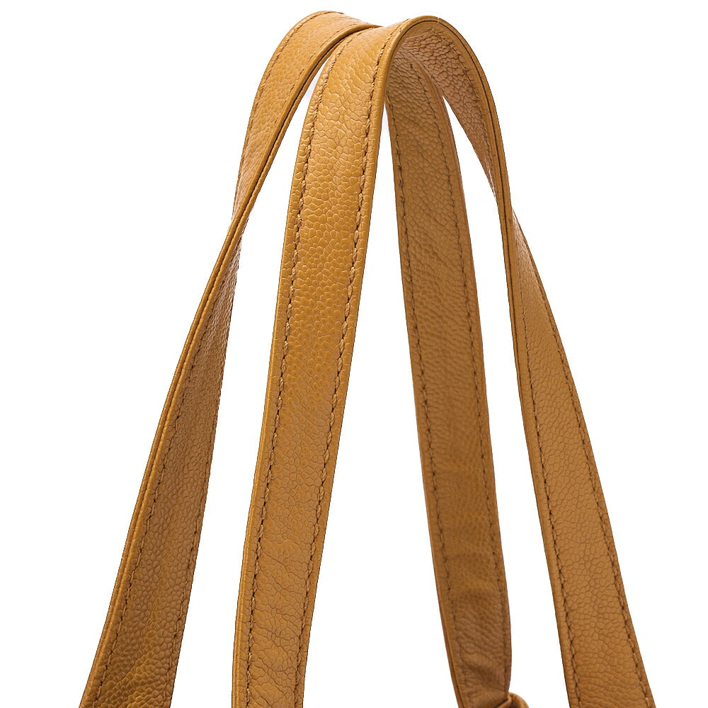 CHANEL Tote Bag Caviar Skin Coco Mark Wood Pattern Drawstring Pouch Gold-Tone Hardware, Pre-Owned